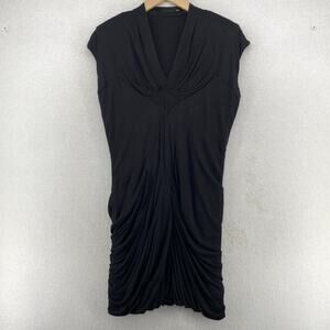 L.A.M.B. Dress XS Draped Gathered Bodice Jersey V-Neck Lined Black